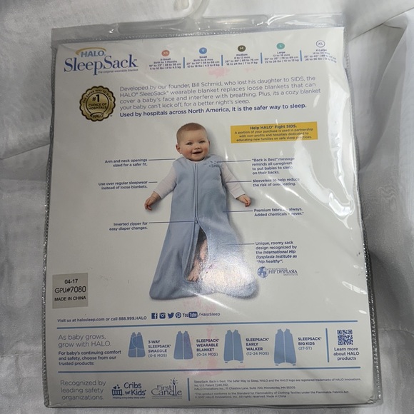 Halo Sleep Sack for Baby XL 18-24 Months, Navy Blue & White - Picture 2 of 3